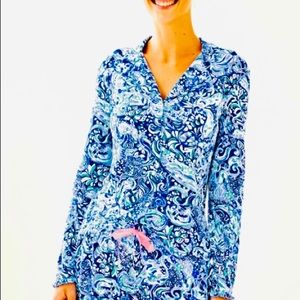 Lilly Pulitzer Ruffle PJ Button-Up Top Royal Purpl